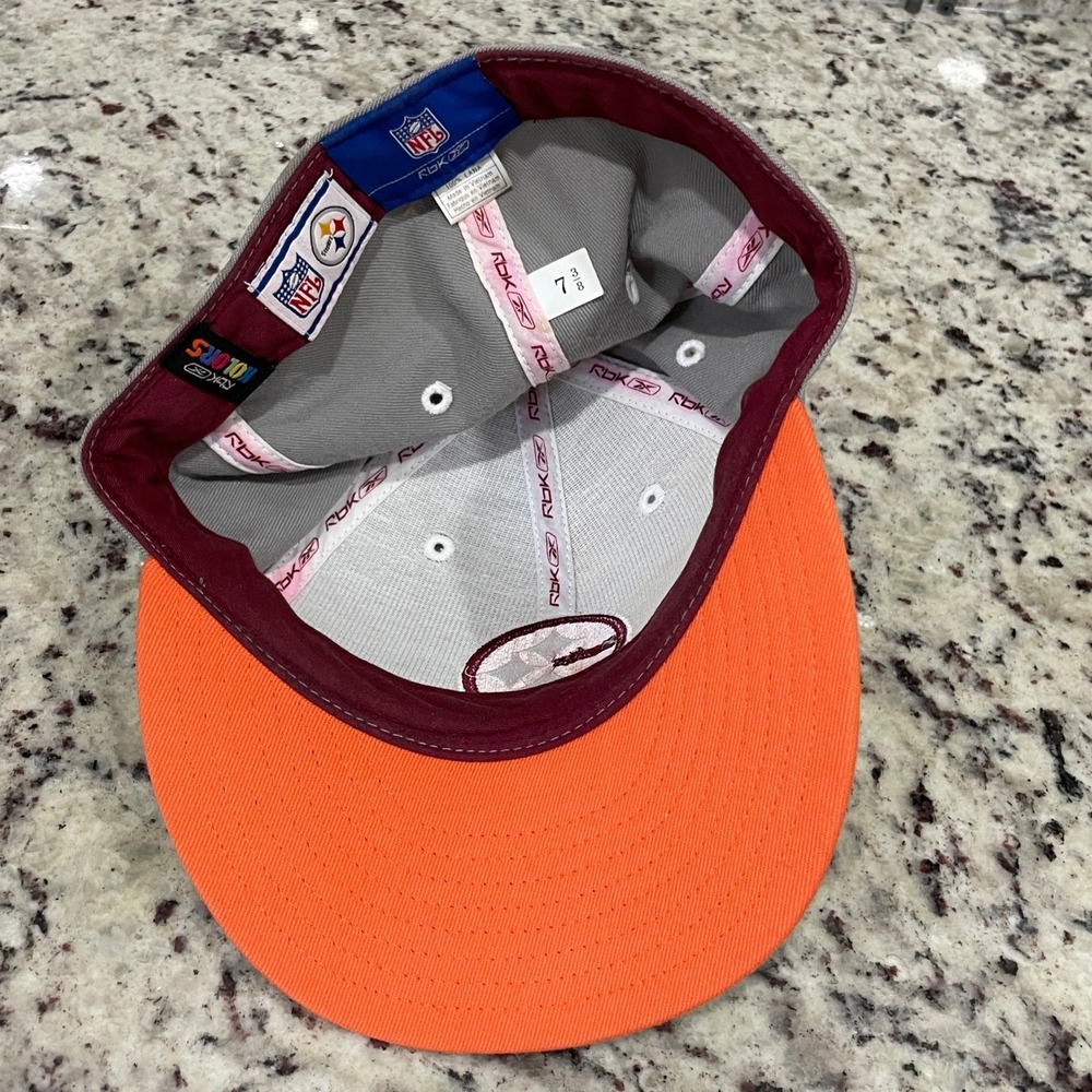Pittsburgh‎ Steelers Reebok RBX KOLORS NFL Fitted Hat Gray Orange Size 7 3/8 Cap - Picture 6 of 8
